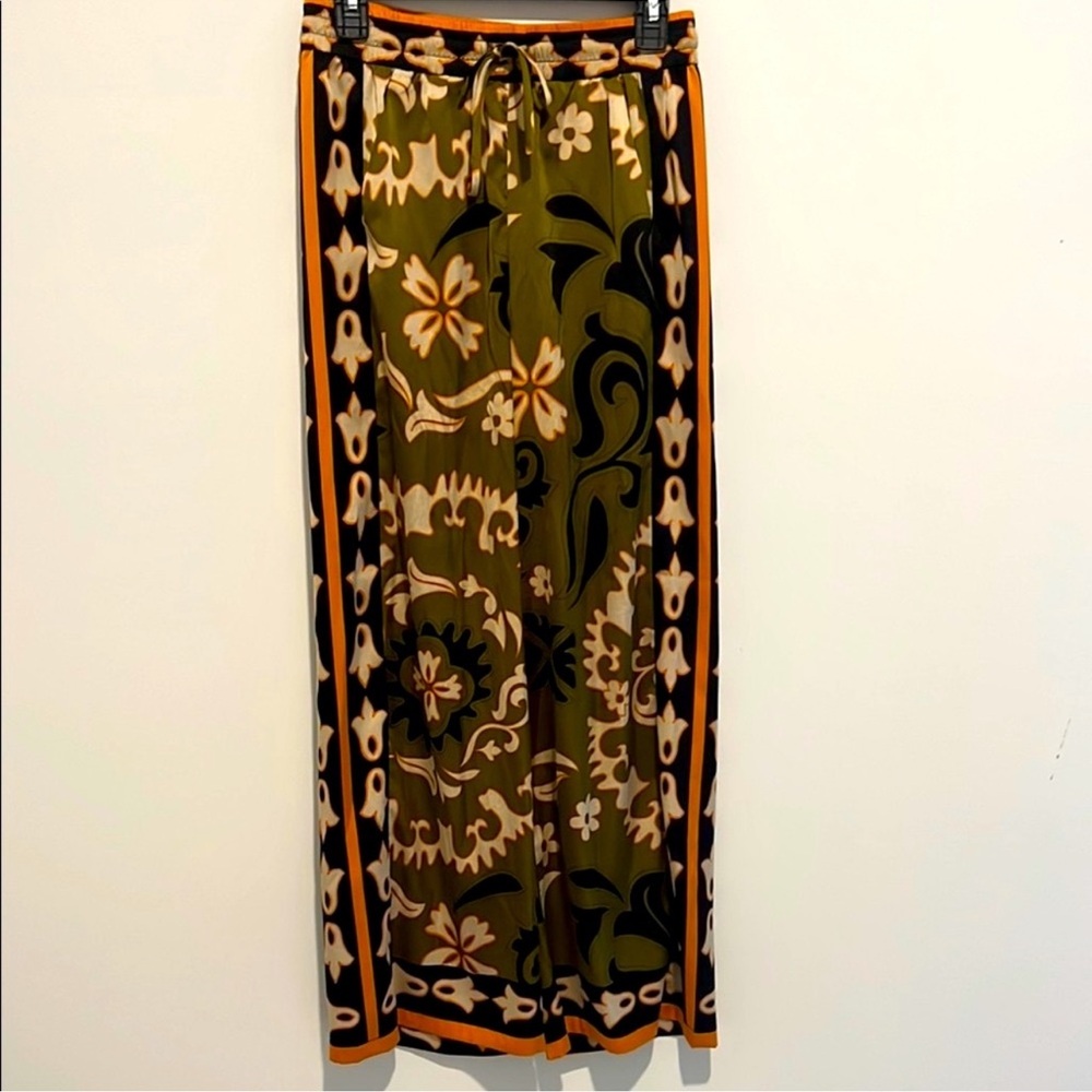 Rachel Zoe Green and Orange Maxi Pencil Trousers